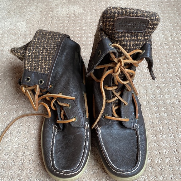 Sperry Top Sider Plaid Leather High Top Shoes - Picture 3 of 10